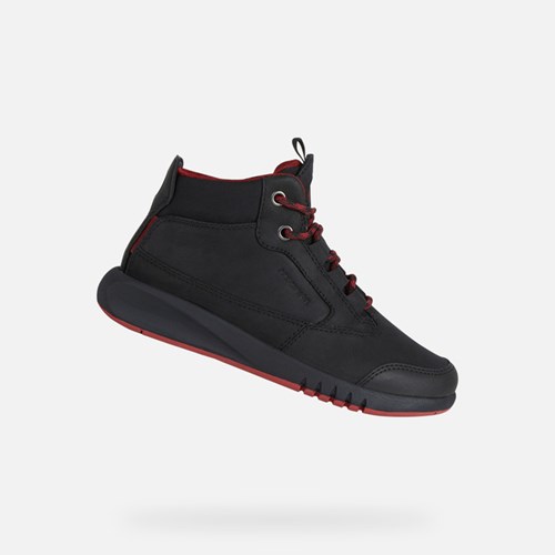 Geox Aeranter Abx Vízálló Bakancs Fiú Fekete Sötétpiros | JHYX-47531