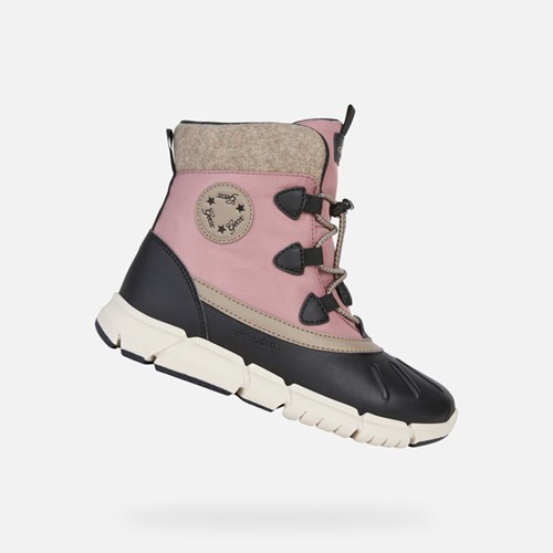 Geox Flexyper Abx Mid-calf Boots Lány Fekete Rózsaszín | KRXC-58204