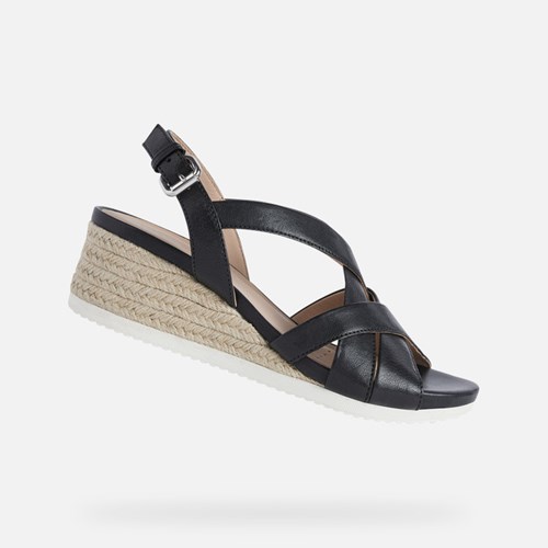 Geox Ischia Corda Szandál Női Fekete | DCJL-25863