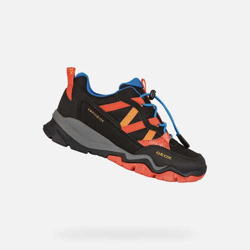Geox Montrack Abx Tornacipő Fiú Fekete Narancssárga | MIXE-28076