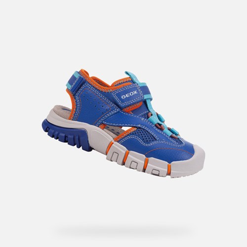 Geox Sandal Dynomix Szandál Fiú Királykék Narancssárga | BCOV-39567