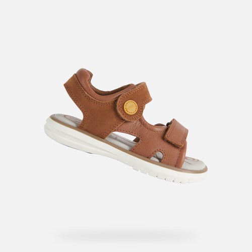 Geox Sandal Maratea Szandál Fiú Barna Sötétsárga | UWKE-94715