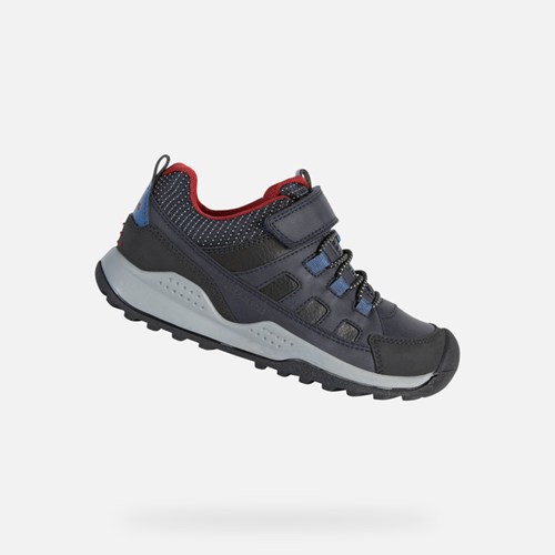 Geox Teram Abx Tornacipő Fiú Sötétkék Sötétpiros | NGIS-50619