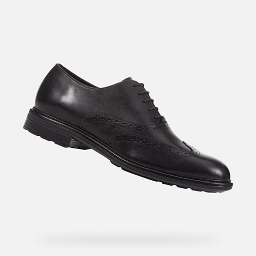 Geox Walk Pleasure Bőr Cipő Férfi Fekete | UBEL-25607