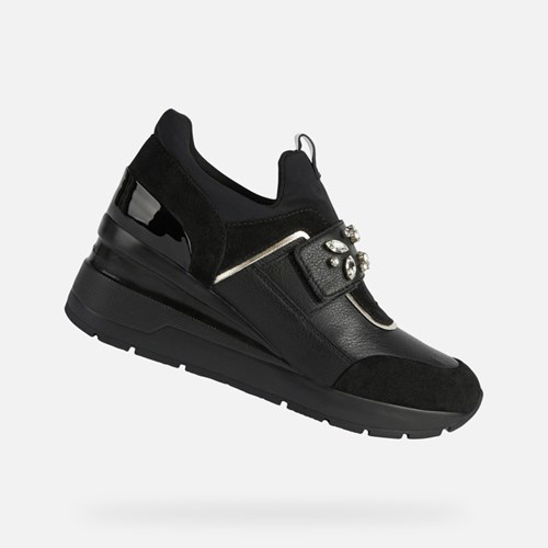 Geox Zosma Tornacipő Női Fekete | TZKB-07328